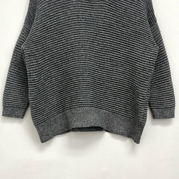 FRNCH Ribbed Textured Boxy Crewneck Pullover 3/4 Sleeve Cotton Sweater S/M - Picture 10 of 13